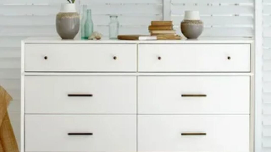 white wood dresser with extra storage