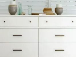 white wood dresser with extra storage